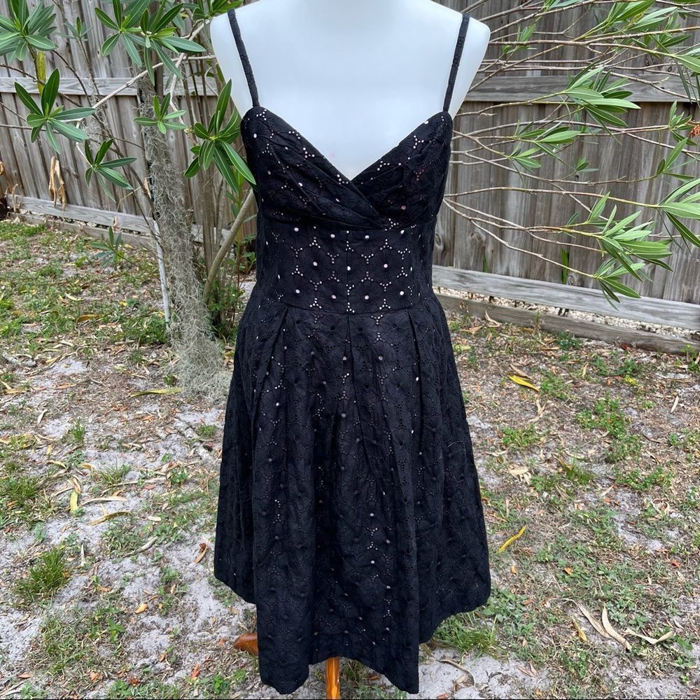 Lilly Pulitzer NWT Vintage Black Eyelet w/Pink underlay Spaghetti Strap Dress 8